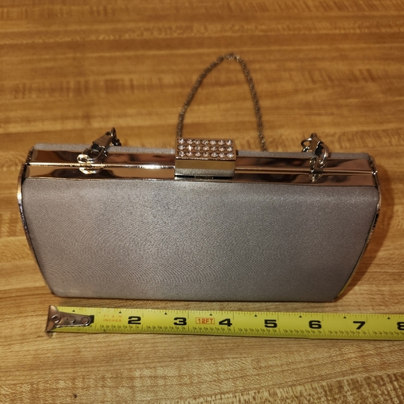 LULU TOWNSEND Silver Satin Evening Clutch/Bag - Picture 9 of 14